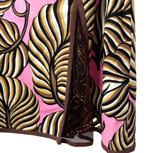 Becky & Max Pink & Tan Botanic Print Skirt  Size 10 EUC - Picture 2 of 8